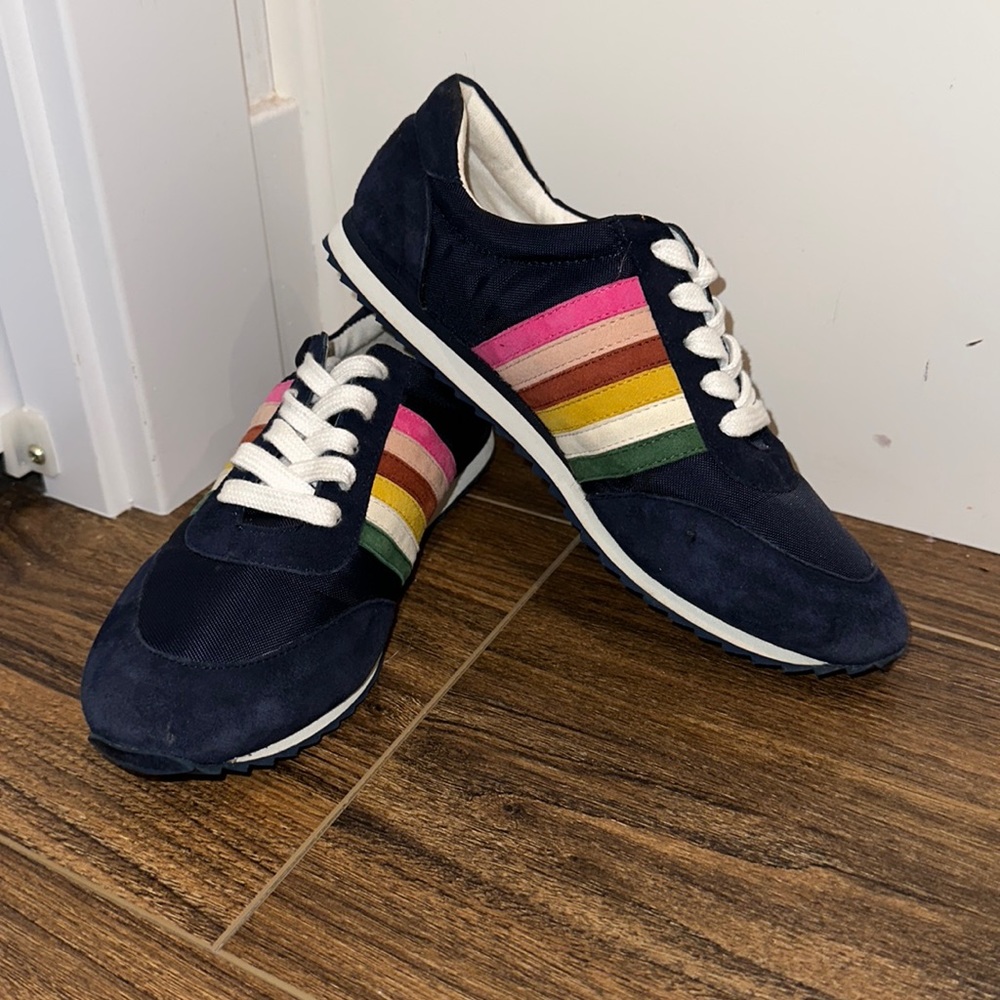 Boden Navy and Rainbow sneakers